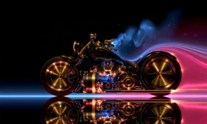 blue smoke chopper landscape art