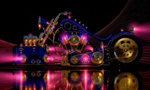 cobalt engine block chopper landscape art