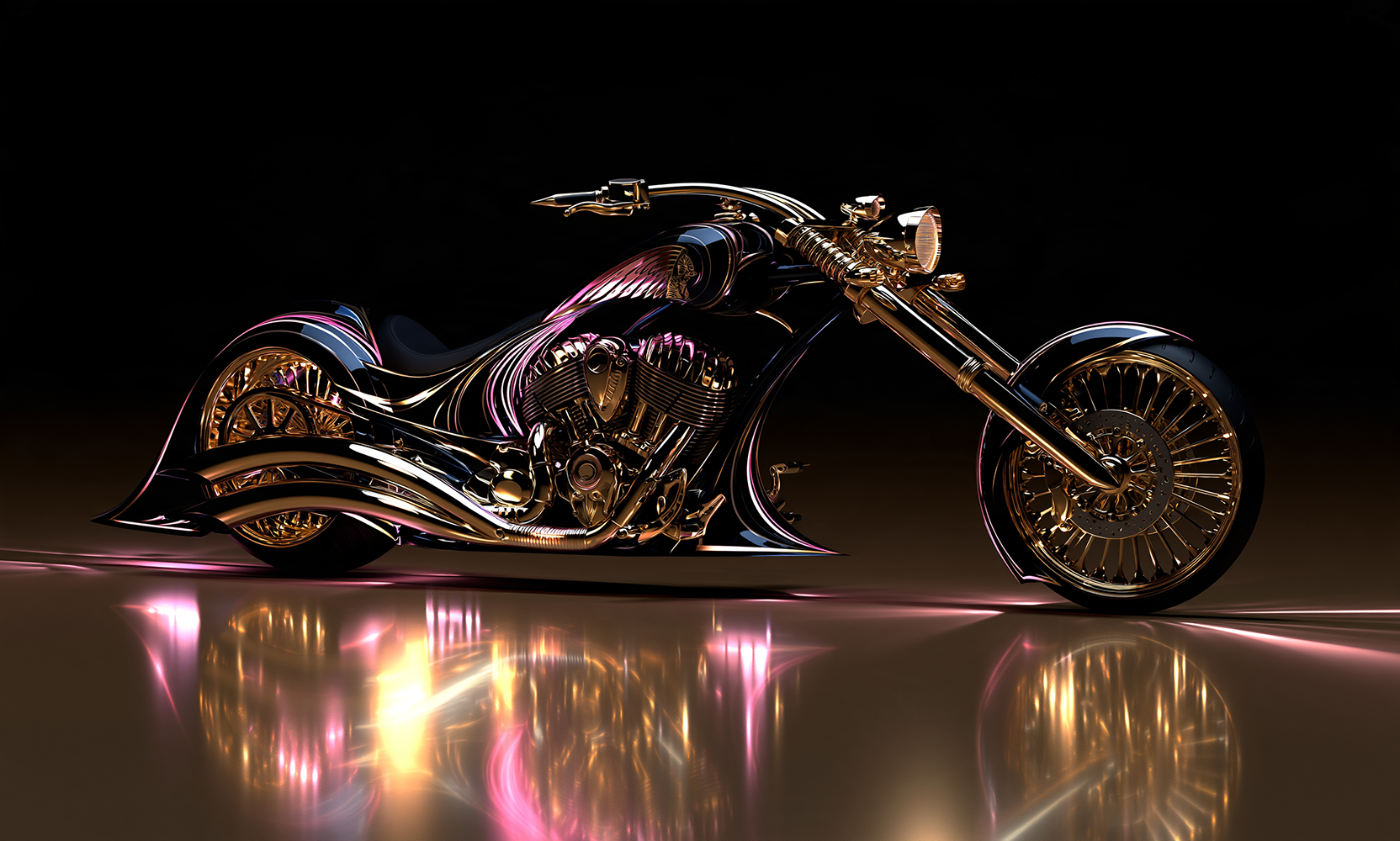 long fork chopper in gold haze landscape art