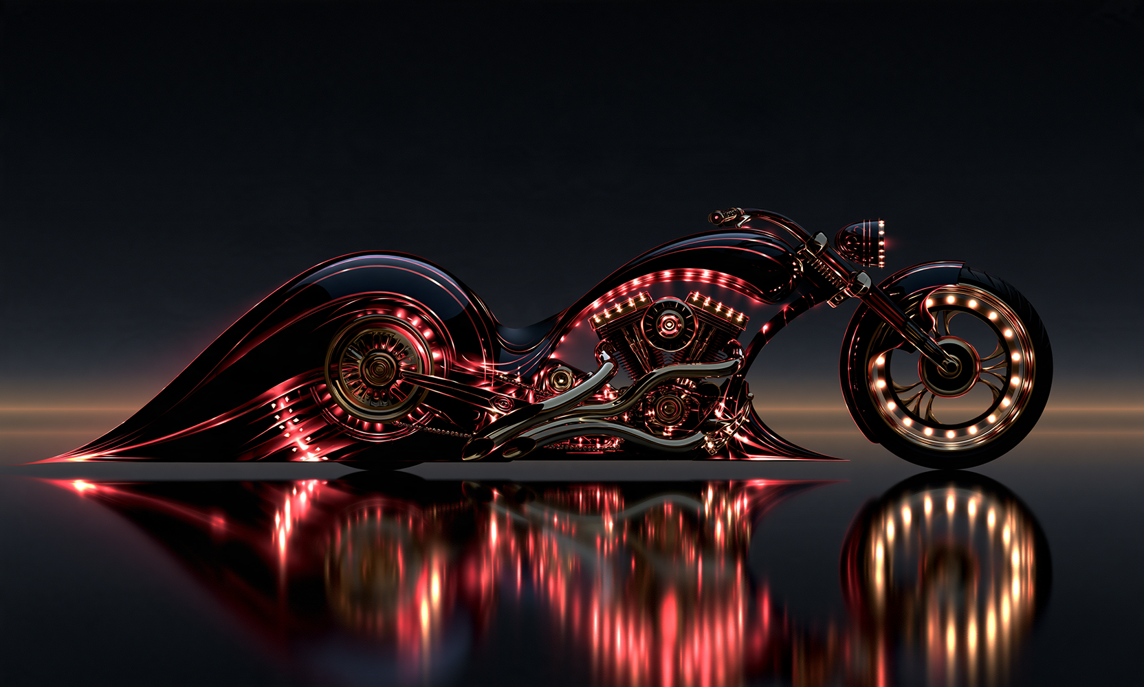 bead rim fastback chopper landscape art