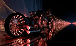 red exhaust racer landscape art