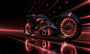 red bead wheel tunnel racer landscape art