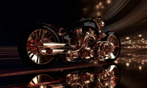 chrome open engine cruiser landscape art
