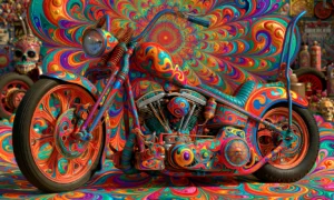 psychedelic spiral chopper landscape art