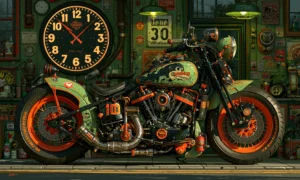 green tank wall clock bobber landscape art