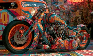 sticker wall race car bobber landscape art