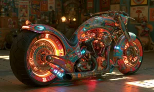wide rear tire chopper landscape art