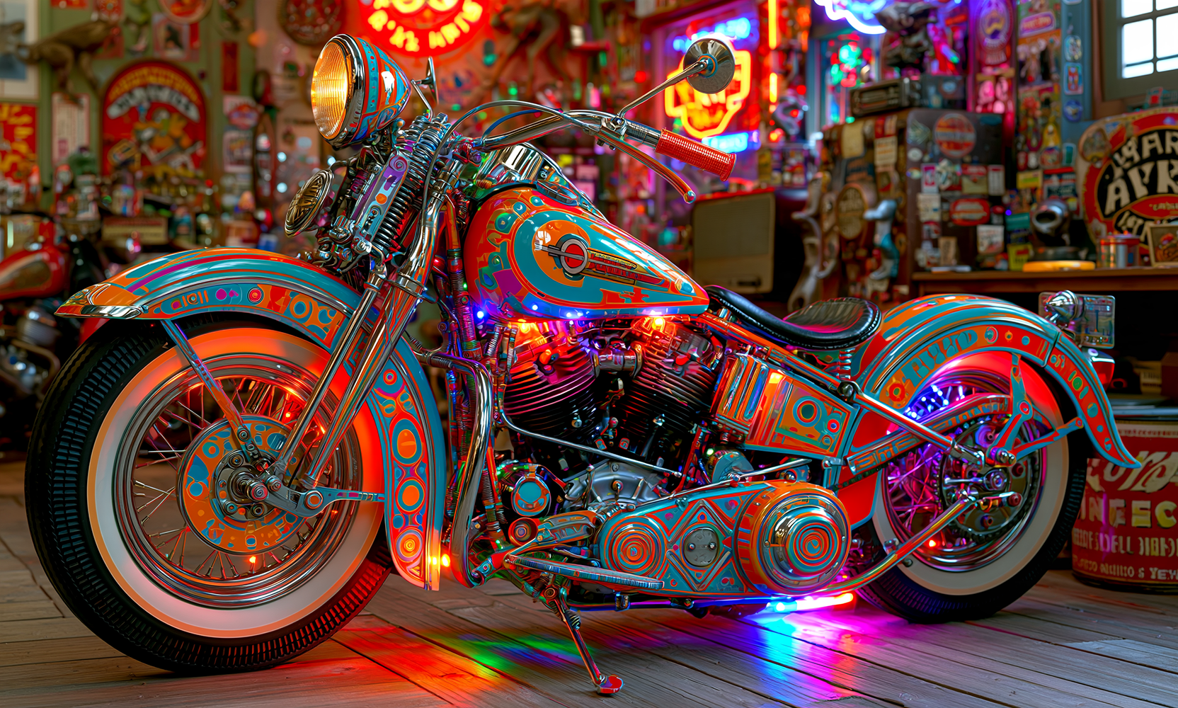 rainbow light underglow bobber landscape art