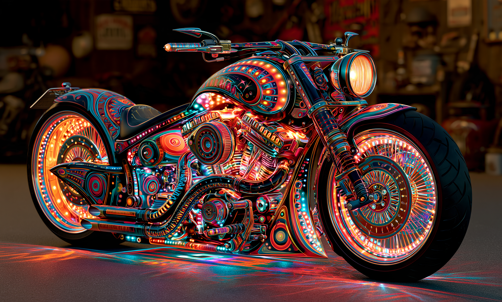chrome detail fastback landscape art