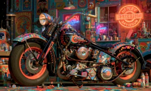 red neon ring bobber landscape art