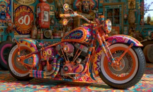amber tank sixty bobber landscape art