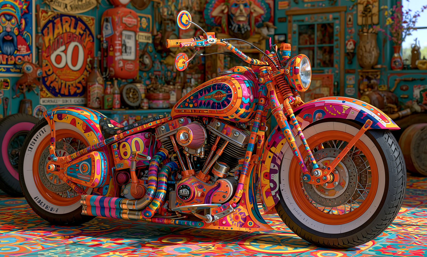 amber tank sixty bobber landscape art