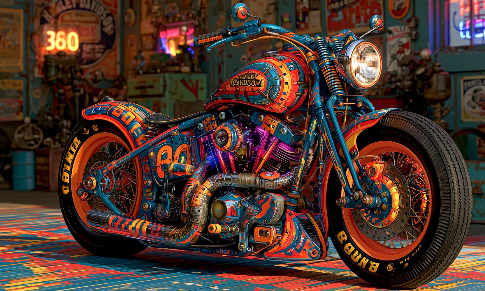 stripe tire painted bobber landscape art