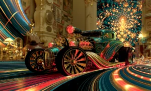 firework backdrop hot rod landscape art