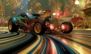 teal flame blower rod landscape art