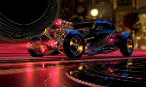spark plug chopped coupe landscape art