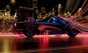curved pipe sports coupe landscape art