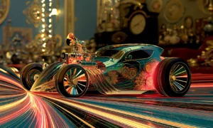 clock tower hot rod landscape art