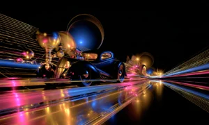 vanishing lines roadster landscape art