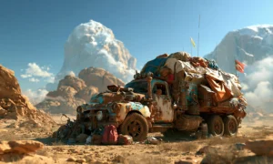 mountain load junk truck landscape art