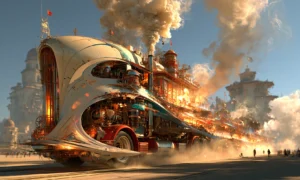 cathedral train hauler landscape art