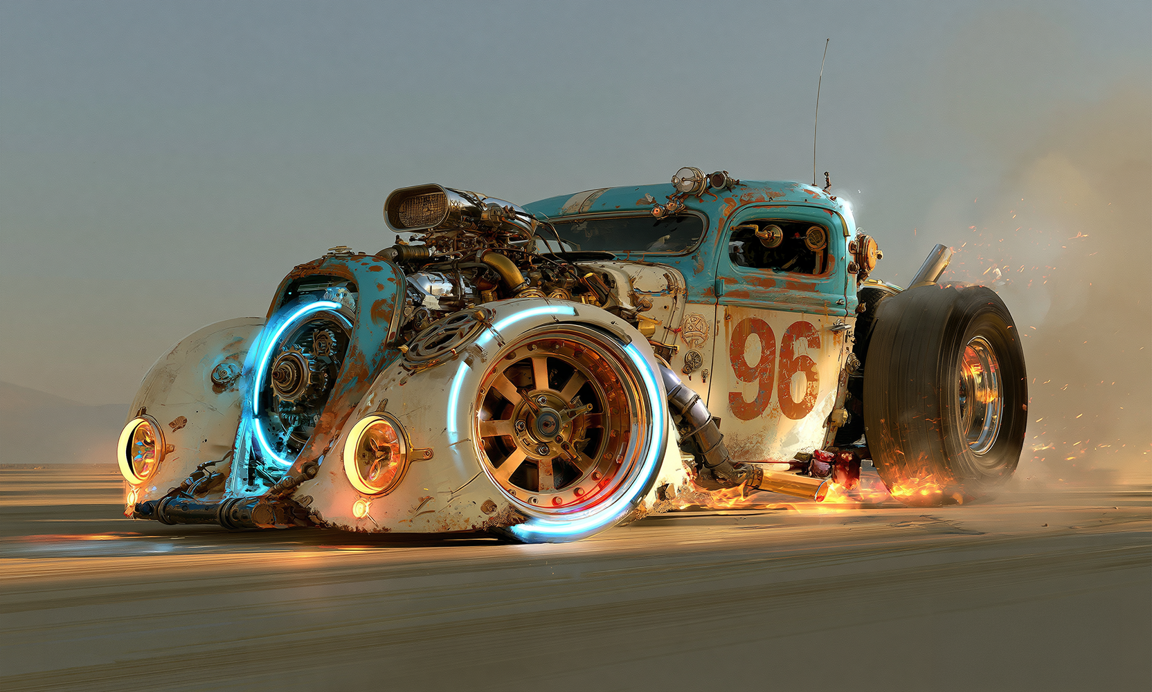 ninety six glow wheel racer landscape art