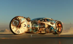 clock wheel cycle landscape art