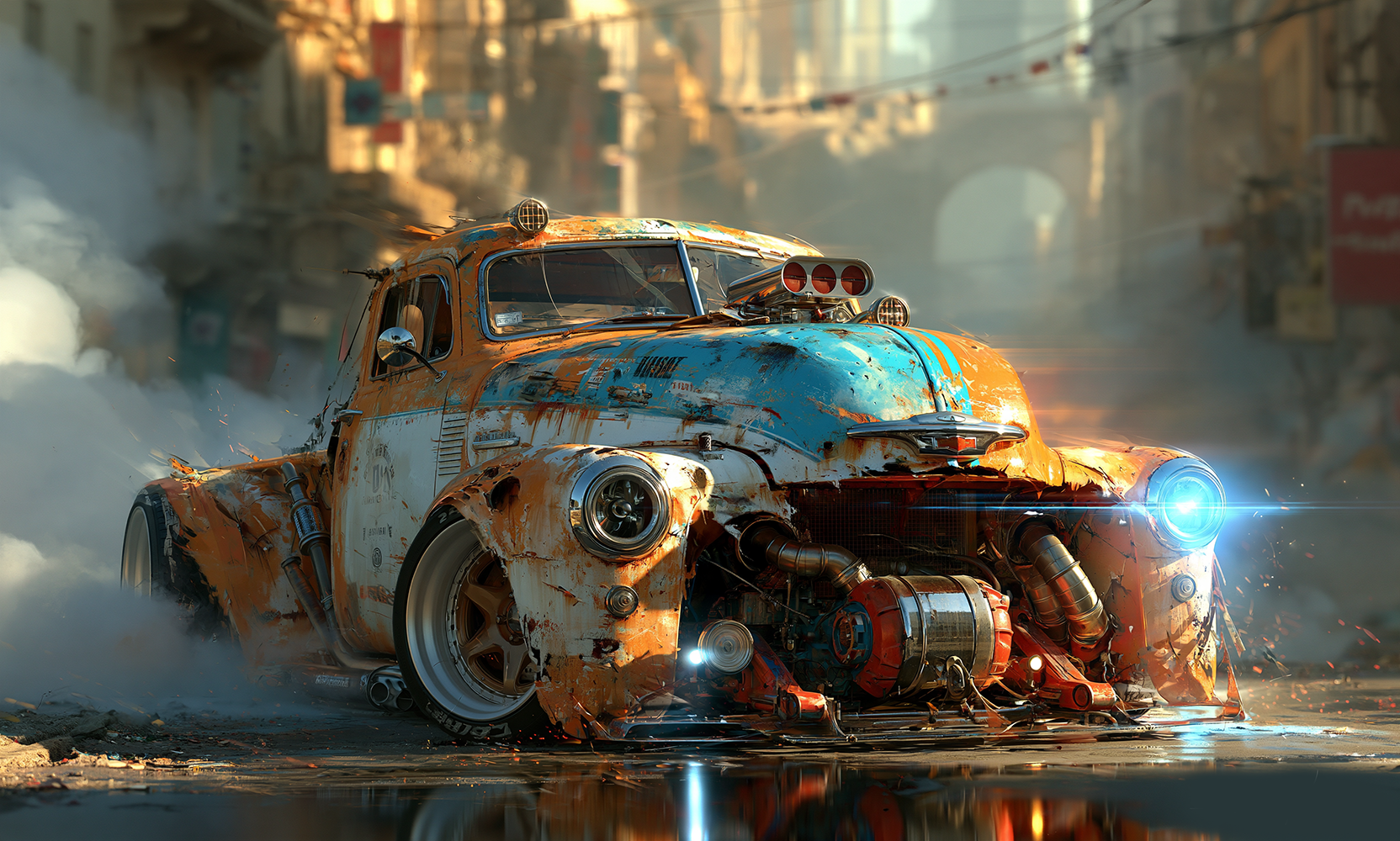 smoke burst coupe landscape art