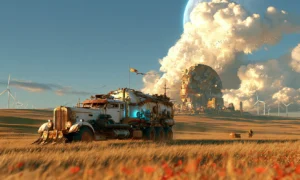 wildflower wagon prairie landscape art