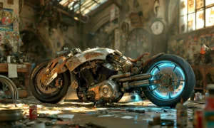 workshop glow wheel bike landscape art