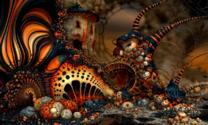 orange shell grove landscape art