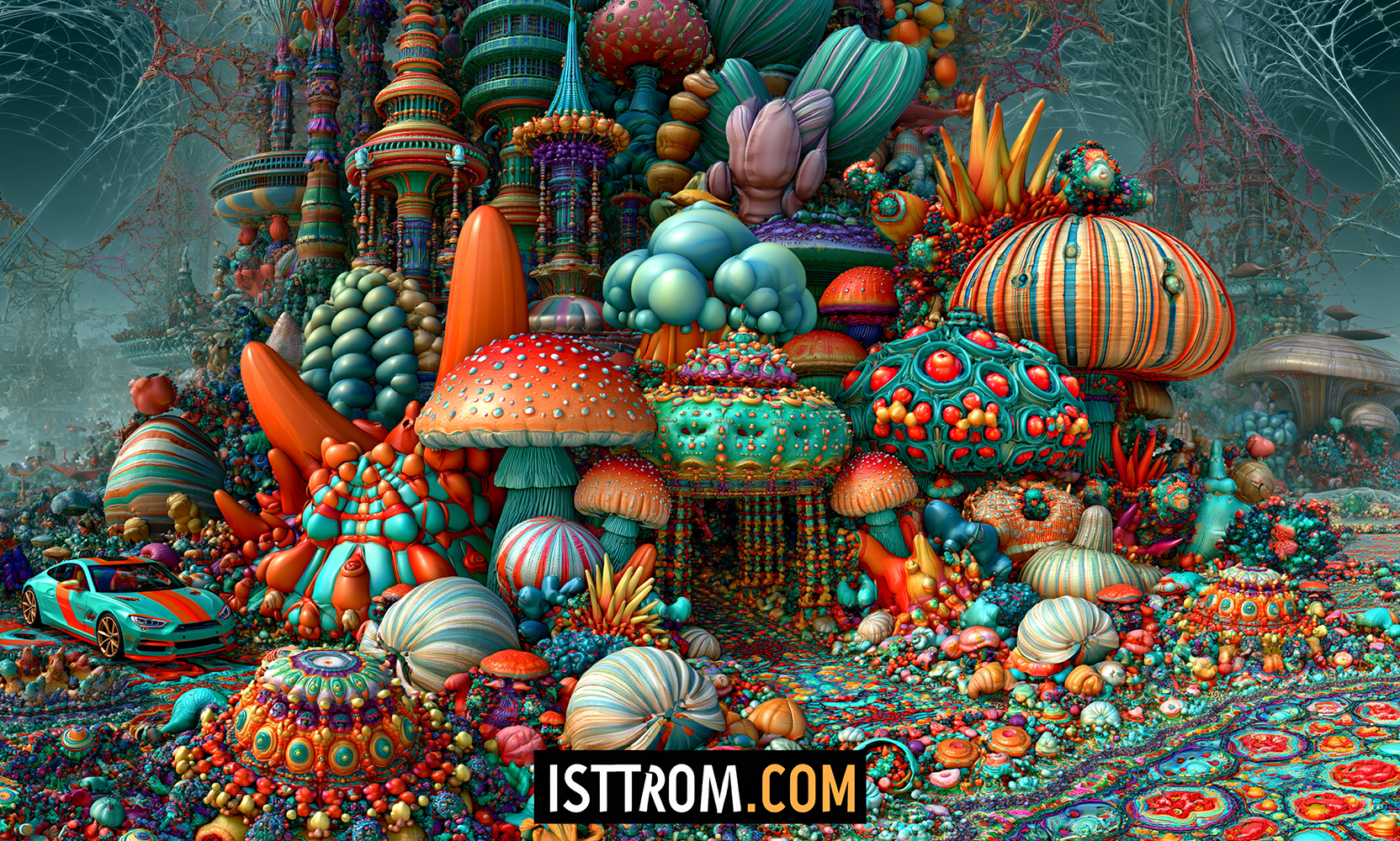 mushroom palace plaza landscape art