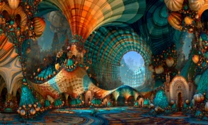 orange ring cavern chapel landscape art