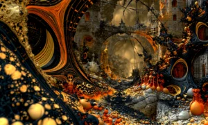 dark spiral bridge tunnel landscape art