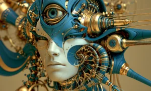 needle mask cyborg landscape art