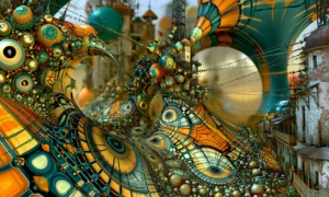 eye disc spiral street landscape art