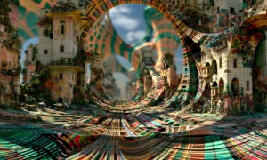 mirrored plaza funnel landscape art