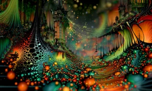 neon cave of spots landscape art