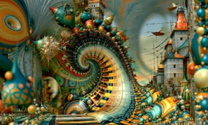 spiral shell tower quarter landscape art