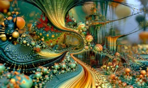 gold ribbon valley landscape art
