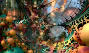 orange bokeh lattice hollow landscape art