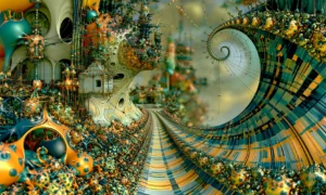 plaid spiral rail lane landscape art