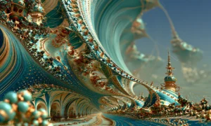 gold spire road lagoon landscape art