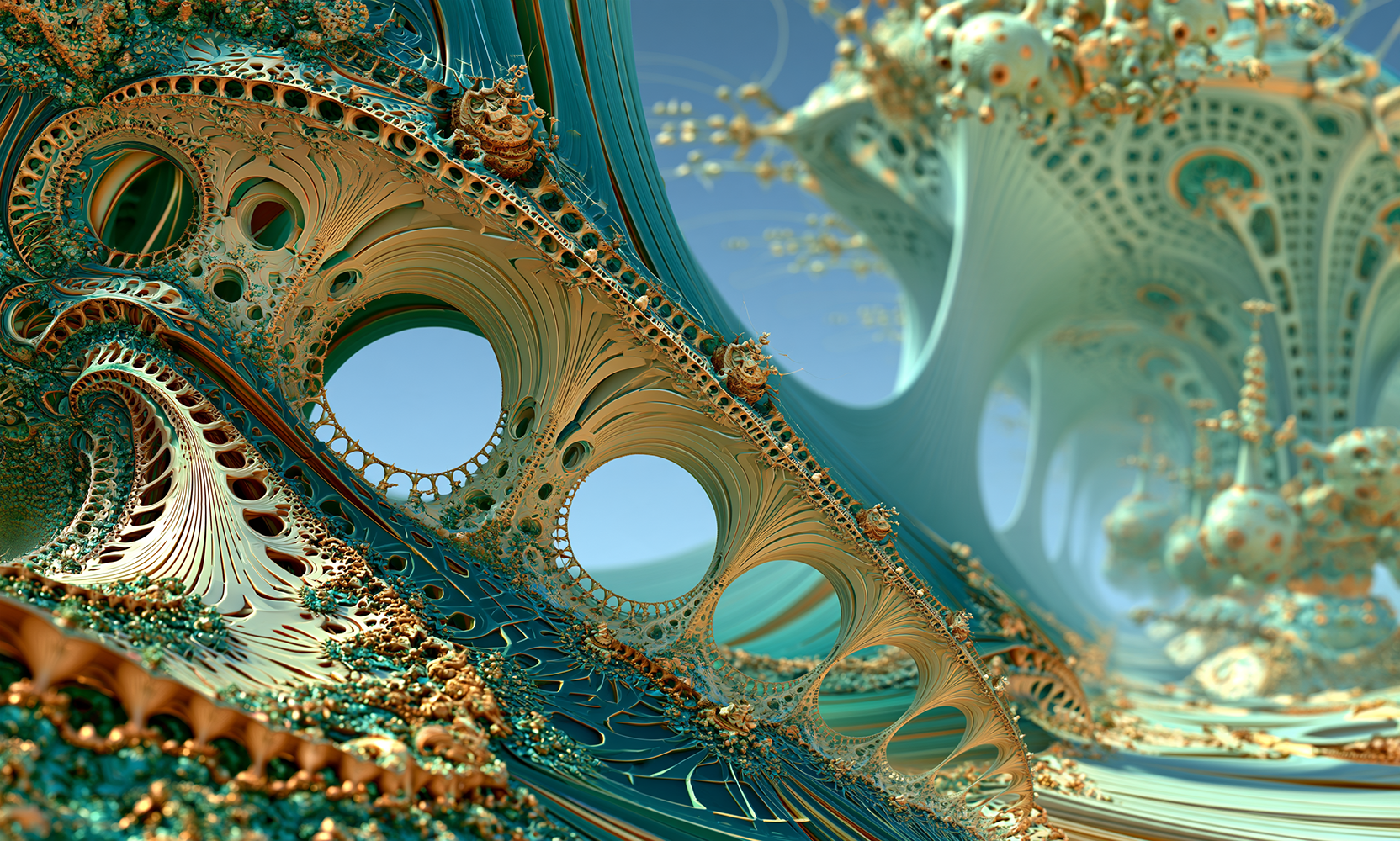 pierced shell bridge sky landscape art