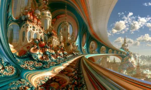 teal viaduct palace road landscape art