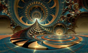 gold spiral pyramid floor landscape art