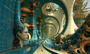 profile in the grid wall landscape art