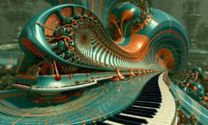 piano road shell landscape art
