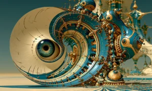 giant eye shell landscape art