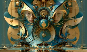 mirror twin faces landscape art